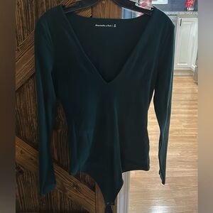 Abercrombie Deep Green V-Neck Bodysuit